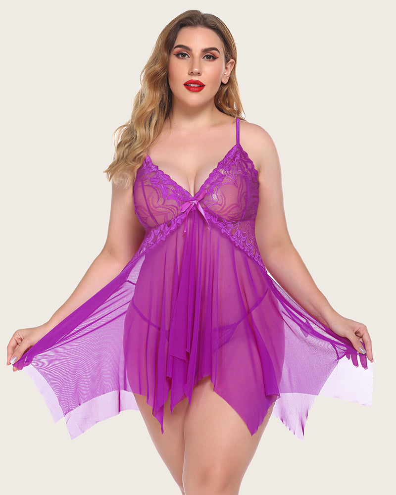 Lace Babydoll Sleepwear Outfits Plus Size Lingeries