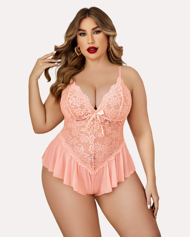 Body Dimensiune Plus Lace Teddy One Piece
