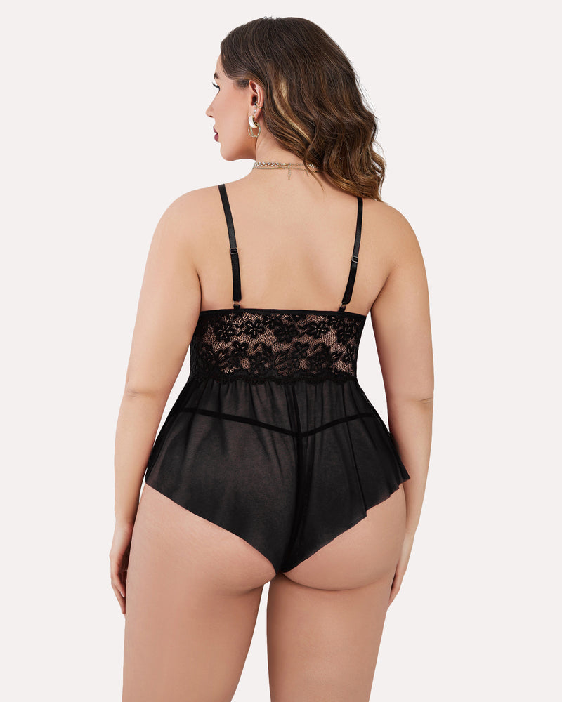 Body Dimensiune Plus Lace Teddy One Piece