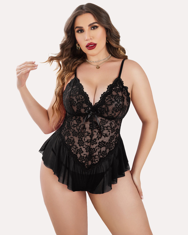 Body Dimensiune Plus Lace Teddy One Piece
