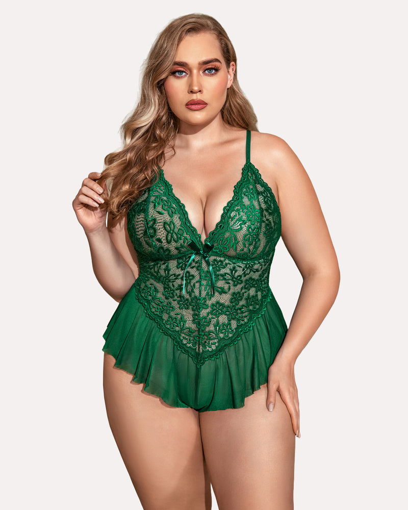 Body Dimensiune Plus Lace Teddy One Piece