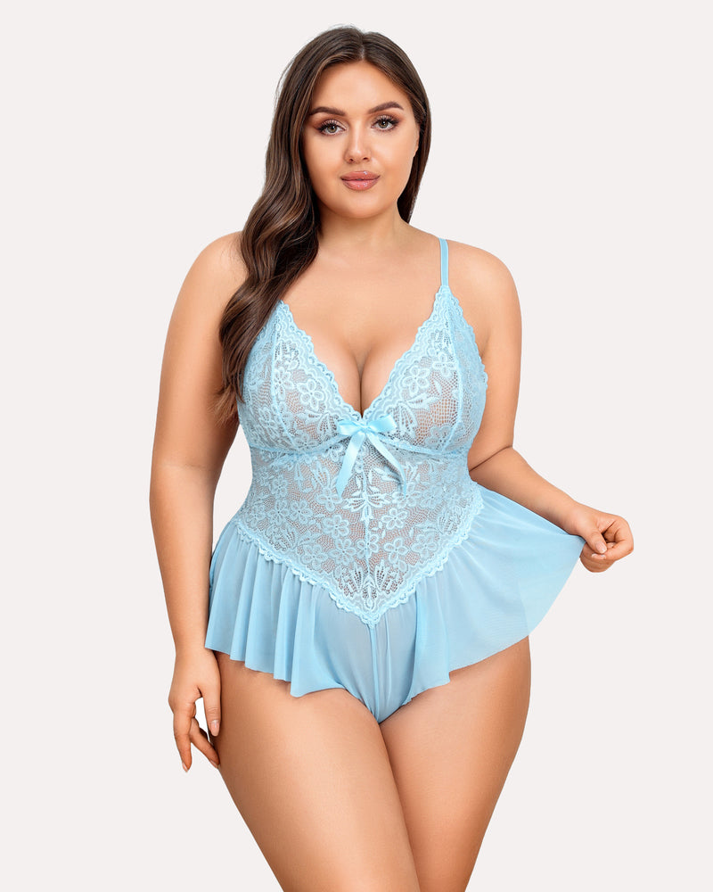 Body Dimensiune Plus Lace Teddy One Piece