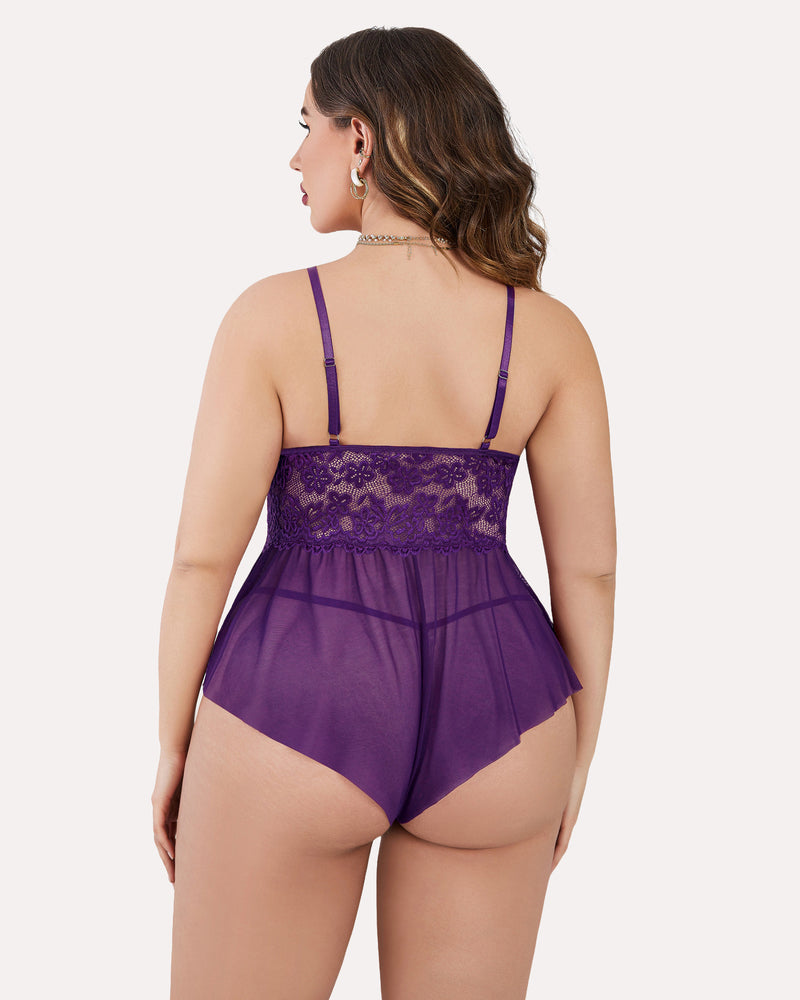Body Dimensiune Plus Lace Teddy One Piece