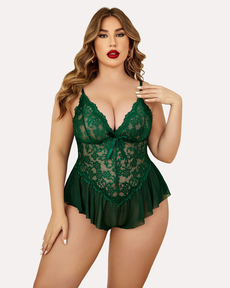 Body Dimensiune Plus Lace Teddy One Piece