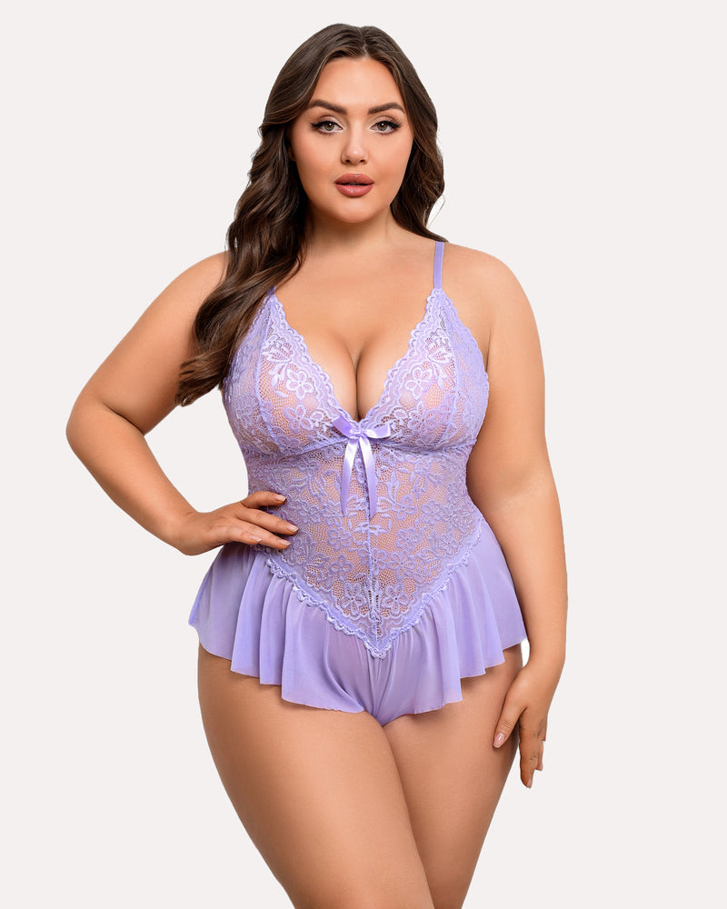 Body Dimensiune Plus Lace Teddy One Piece