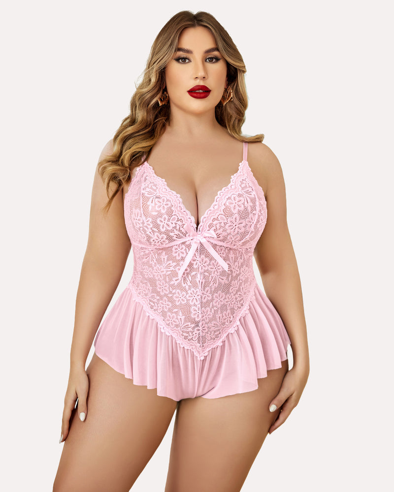 Body Dimensiune Plus Lace Teddy One Piece