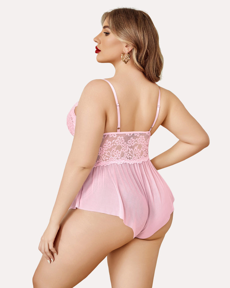 Body Dimensiune Plus Lace Teddy One Piece