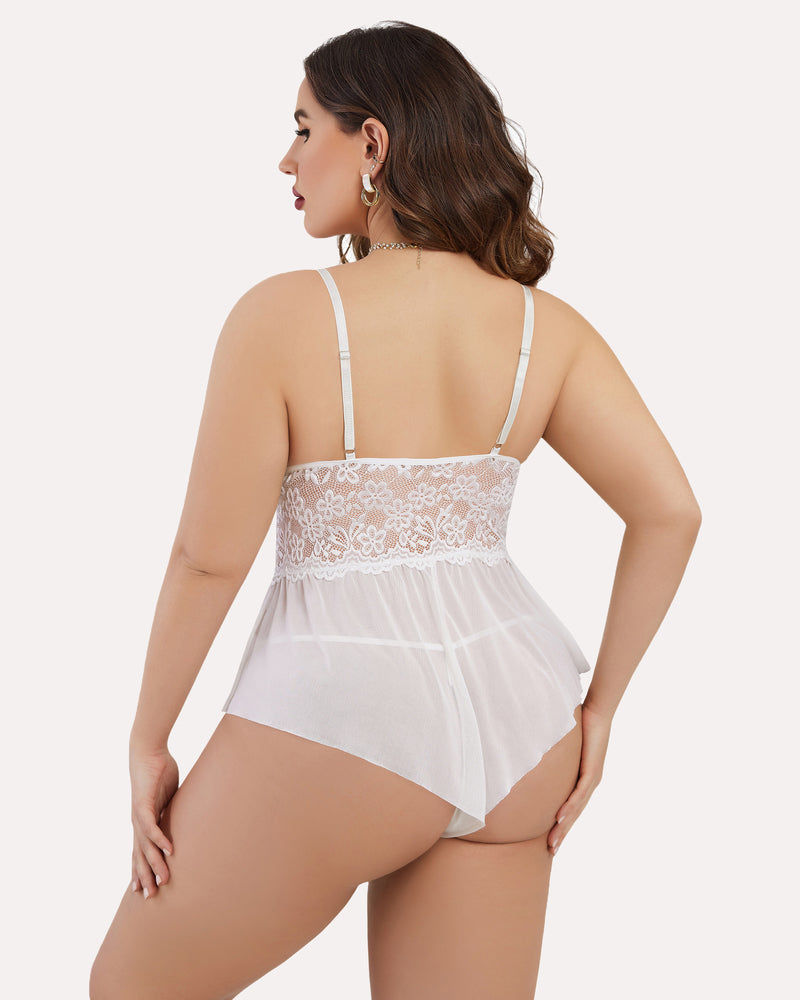 Body Dimensiune Plus Lace Teddy One Piece