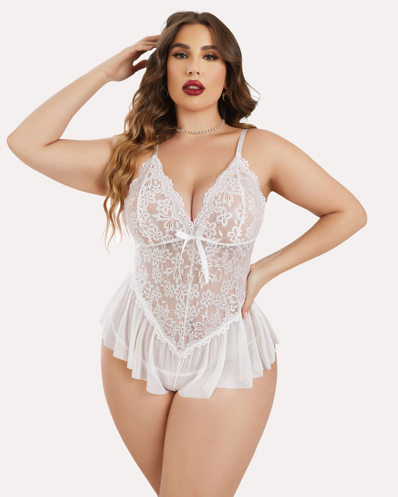 Body Dimensiune Plus Lace Teddy One Piece