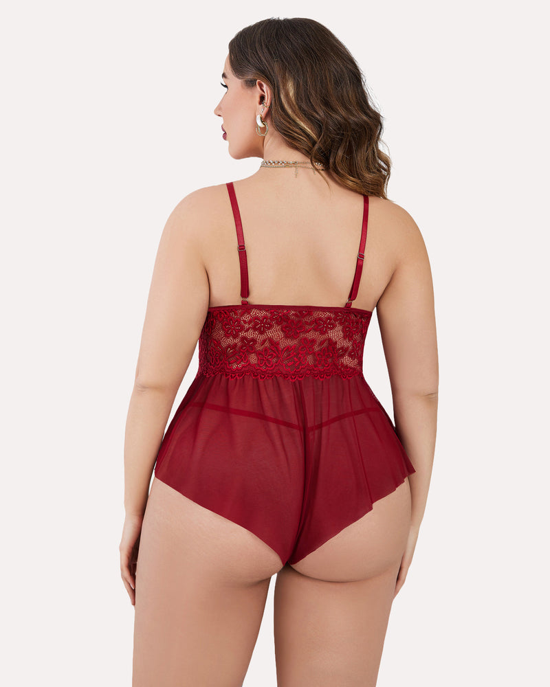 Body Dimensiune Plus Lace Teddy One Piece