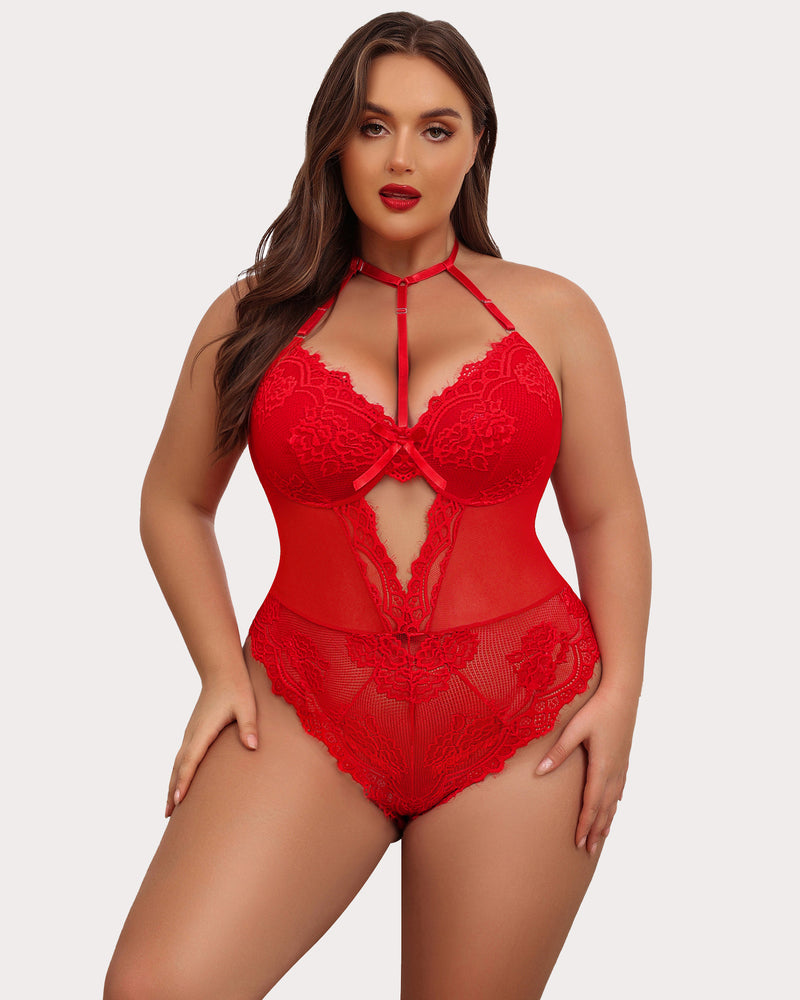 Body din dantelă de mărime Plus Teddy