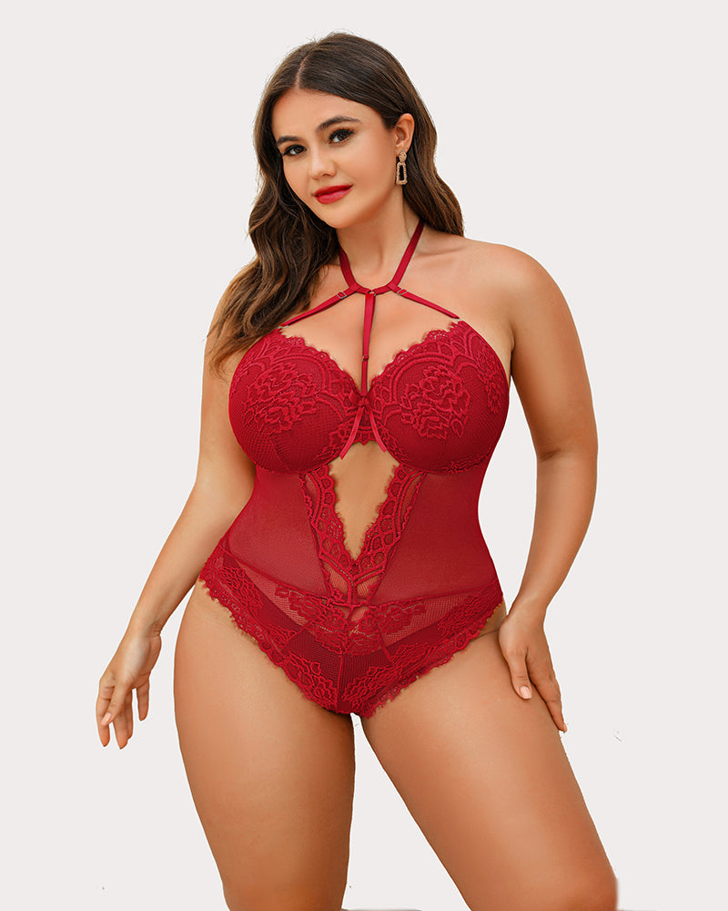 Body din dantelă de mărime Plus Teddy