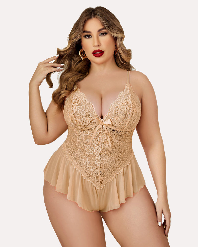 Body Dimensiune Plus Lace Teddy One Piece