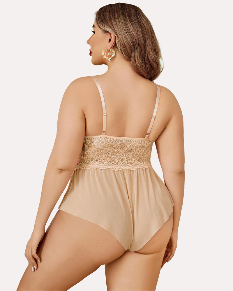 Body Dimensiune Plus Lace Teddy One Piece