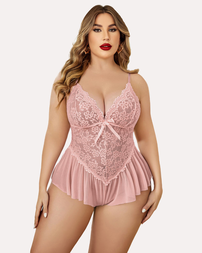 Body Dimensiune Plus Lace Teddy One Piece