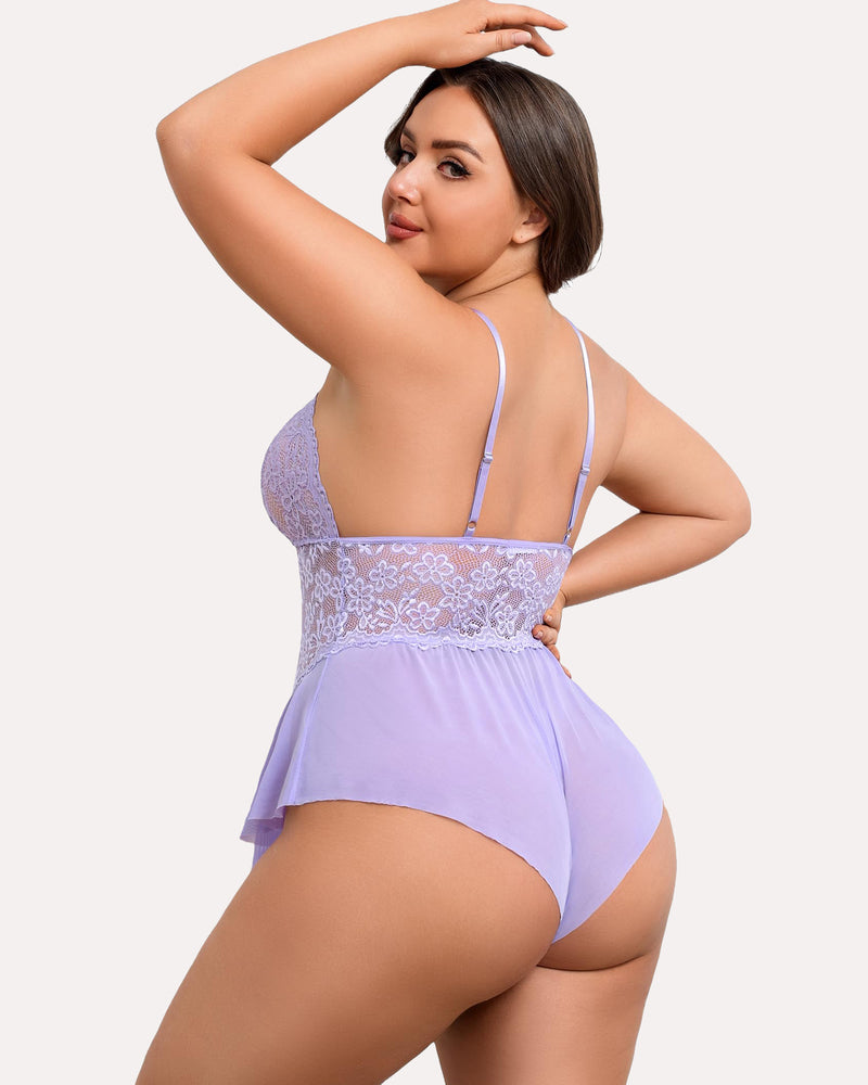 Body Dimensiune Plus Lace Teddy One Piece