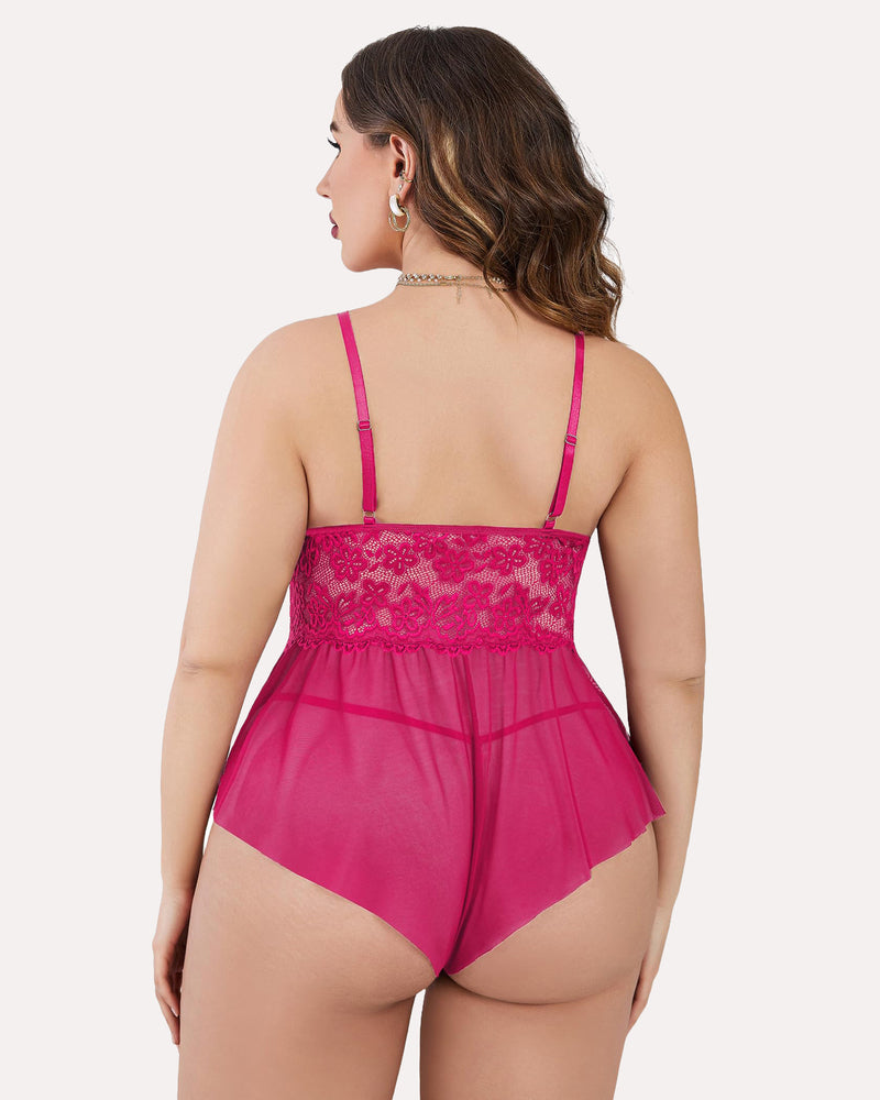 Body Dimensiune Plus Lace Teddy One Piece