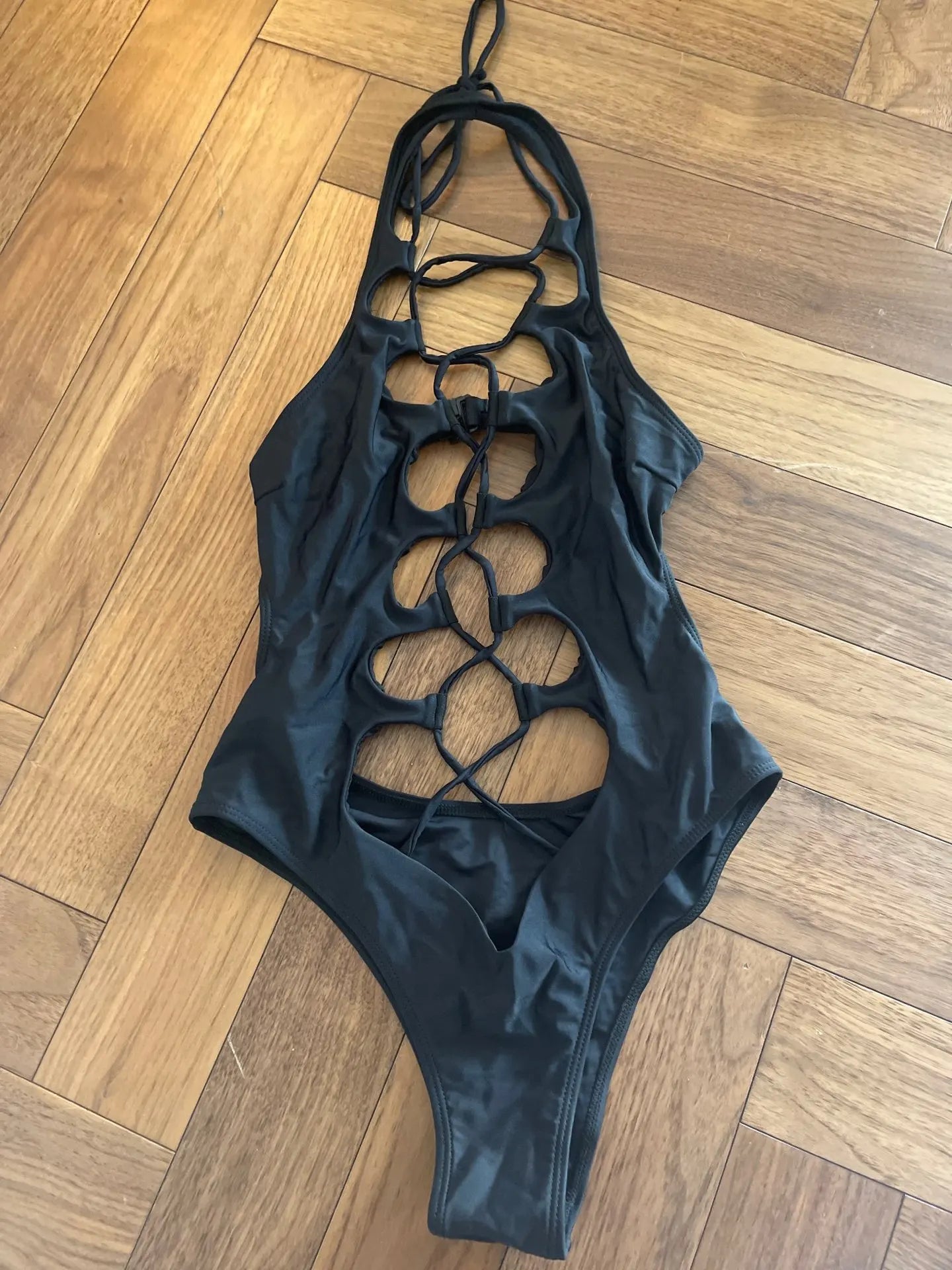 Bandage Women's Swimsuit Sexy Hollow Out Swimwear Extreme Microbikini One Piece Bodysuit Whole Halter Bathing Suit