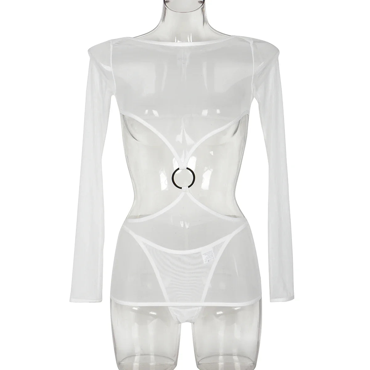 Sensual Lingerie Transparent Babydoll Sheer Mesh Cutout Waist Dress Hot Porn Outfit Uncensored Tulle Erotic Costume