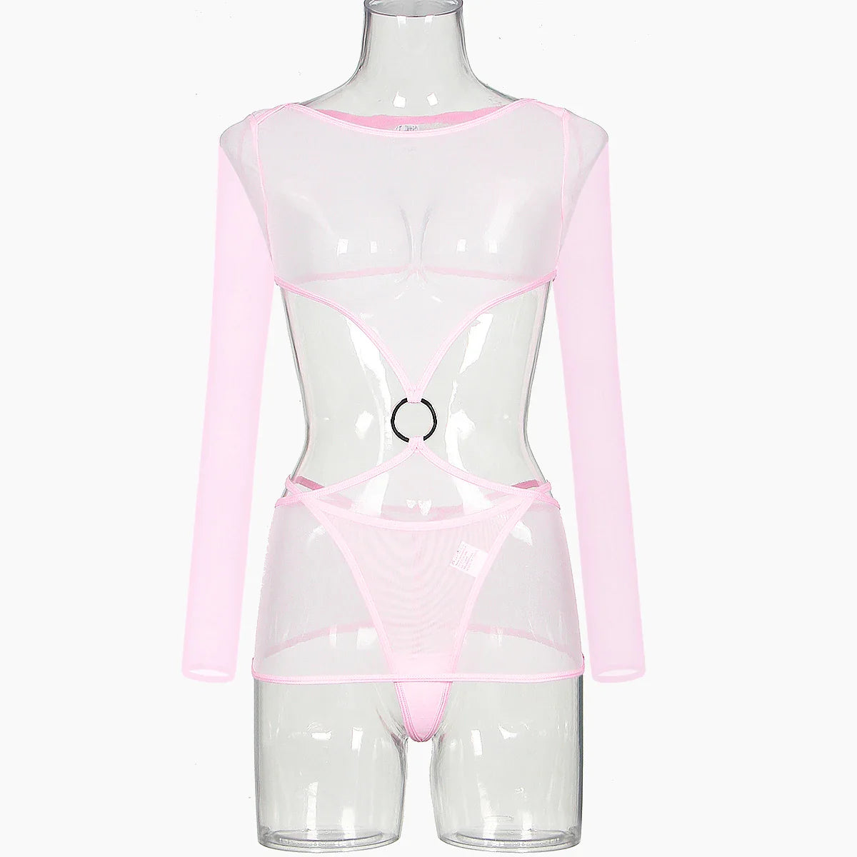 Sensual Lingerie Transparent Babydoll Sheer Mesh Cutout Waist Dress Hot Porn Outfit Uncensored Tulle Erotic Costume