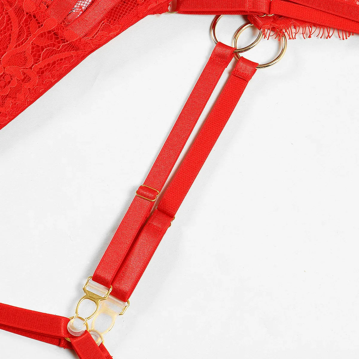 Fancy Lingerie Luxury Lace Push Up Half Cup Bra With Chain Hot Sexy Red Delicate Underwear Valentine Sissy Intimate