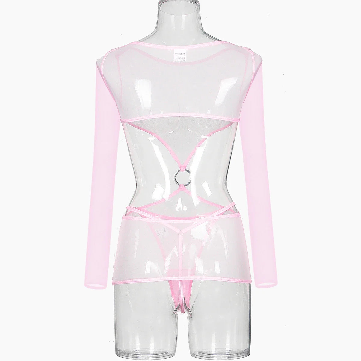 Sensual Lingerie Transparent Babydoll Sheer Mesh Cutout Waist Dress Hot Porn Outfit Uncensored Tulle Erotic Costume