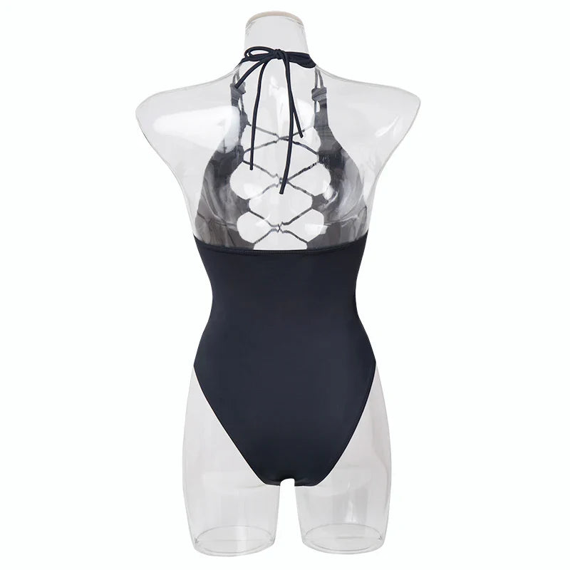 Bandage Women's Swimsuit Sexy Hollow Out Swimwear Extreme Microbikini One Piece Bodysuit Whole Halter Bathing Suit