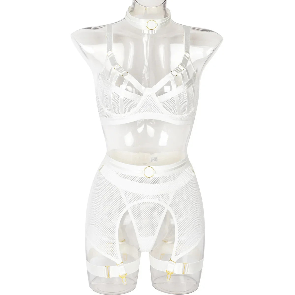 Sexy Hot Lingerie Luxury Hollow Out Exotic Sets With Garters Half Cup See Through Transparent Bra Underwear Women Set