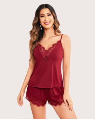 Lace Trim Short Pajama Set