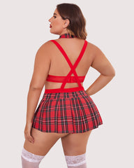 Plus Size Outfit with Tie Top and Mini Skirt