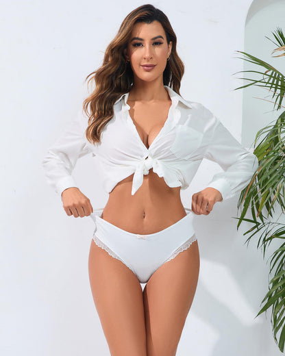Set 4 bucăți chiloți încrucișați cu dantelă