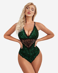 Snap Crotch Teddy Contrast Lace One Piece