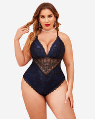 Snap Crotch Teddy Contrast Lace One Piece