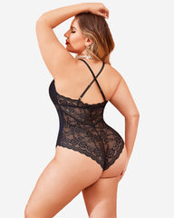 Snap Crotch Teddy Contrast Lace One Piece