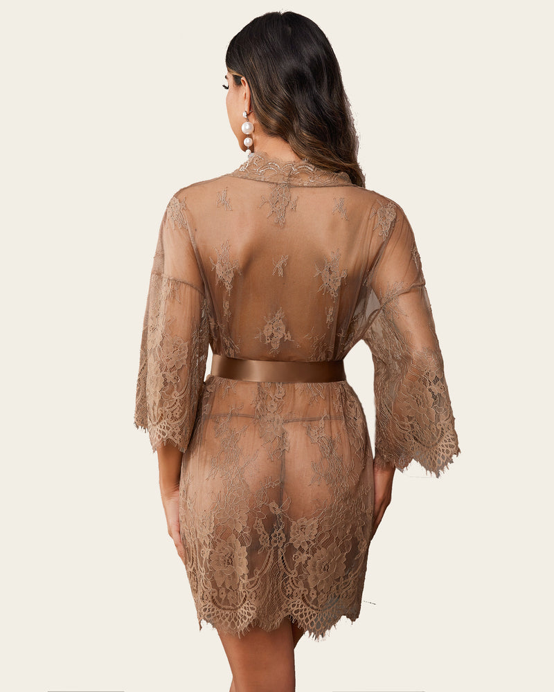 Robe Kimono din Dantela Lenjerie Camasa de noapte din plasa