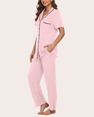 Set de pijamale moale cu guler Notch