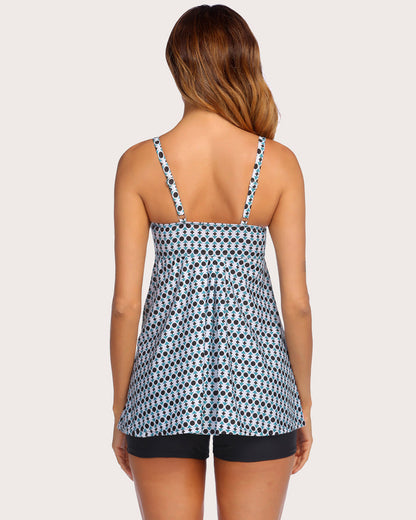 Zestaw tankini w paski retro marynarskie w kropki