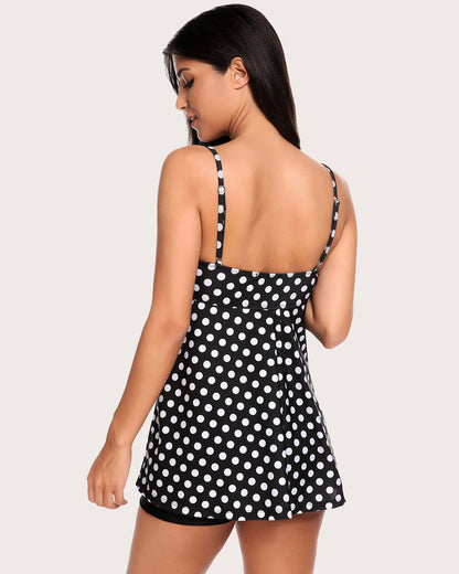 Zestaw tankini w paski retro marynarskie w kropki
