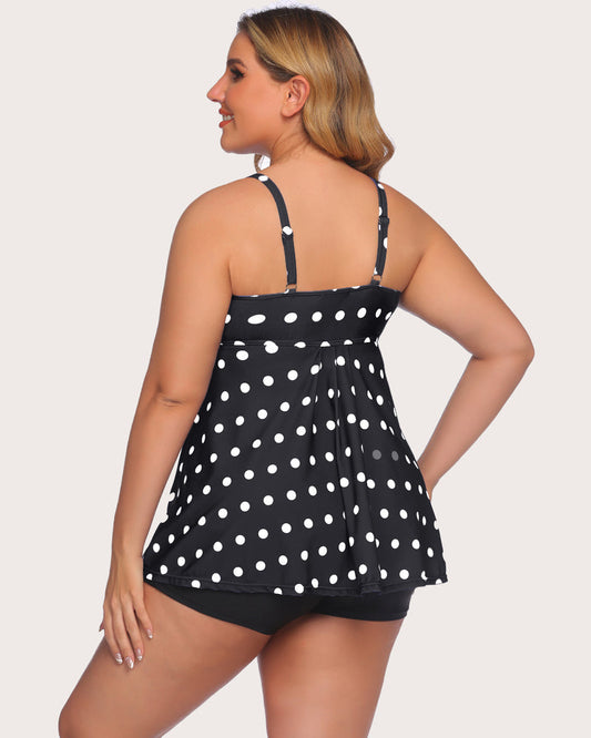 Zestaw tankini w paski retro marynarskie w kropki