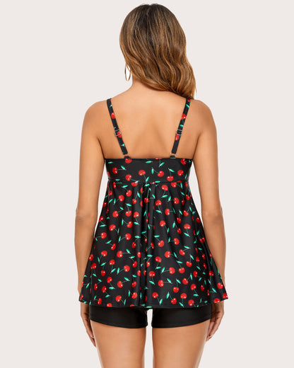 Zestaw tankini w paski retro marynarskie w kropki