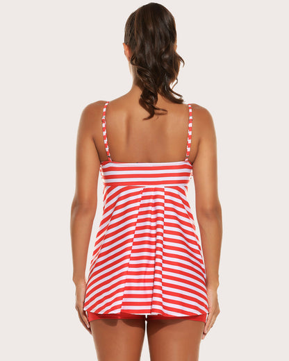 Zestaw tankini w paski retro marynarskie w kropki