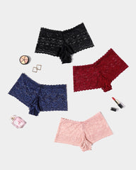 4 Pcs Floral Lace Panties High Waist Panty