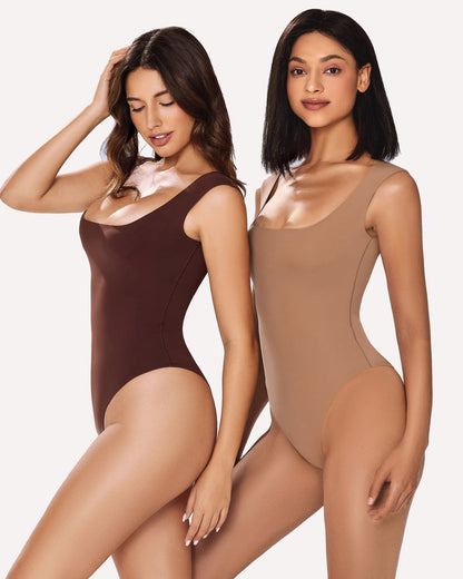 Body modelat cu dublu căptușeală cu gât pătrat