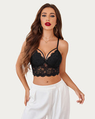 Lace Bralette Adjustable Strap Crop Top