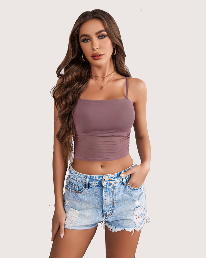 Spaghetti Strap Mesh Tank Top