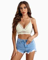 Bralette Lace Crop Top cu două straturi