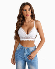 Bralette Lace Crop Top cu două straturi