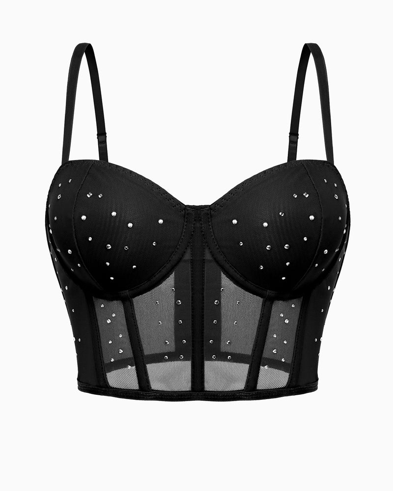 Topuri cu corset cu strasuri Bustieră Push Up