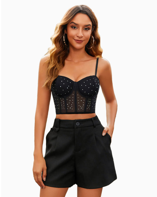 Topuri cu corset cu strasuri Bustieră Push Up
