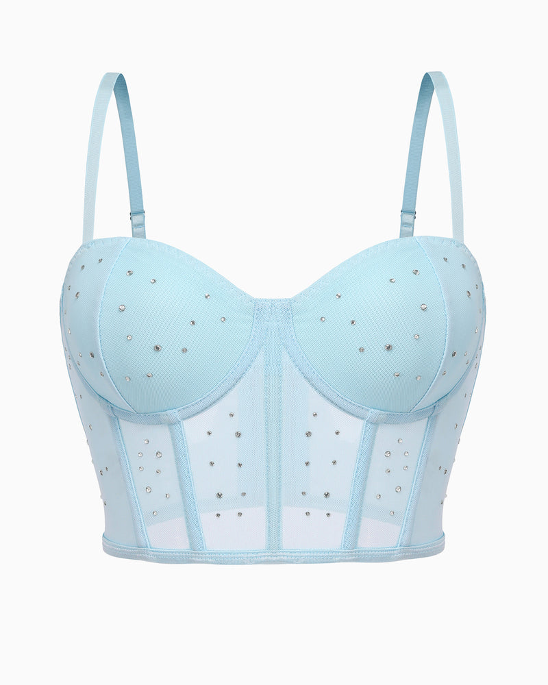 Topuri cu corset cu strasuri Bustieră Push Up